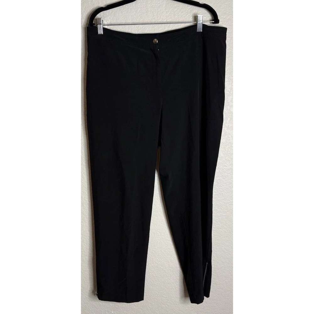 Chicos Zenergy Womens 2 US‎ Large Black Pants Leg Zipper Preppy Comfort Classic